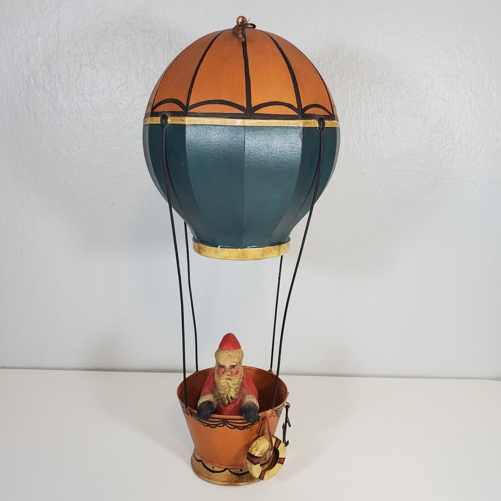 Vintage Dept 56 Tin Toys in the Attic Santa Hot Air Balloon 14" Tall Christmas